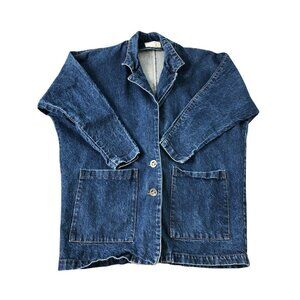 2/$30 Learsi Denim Blue Jean Blazer Mens M L Vintage Chest 59" Retro Boho Jacket